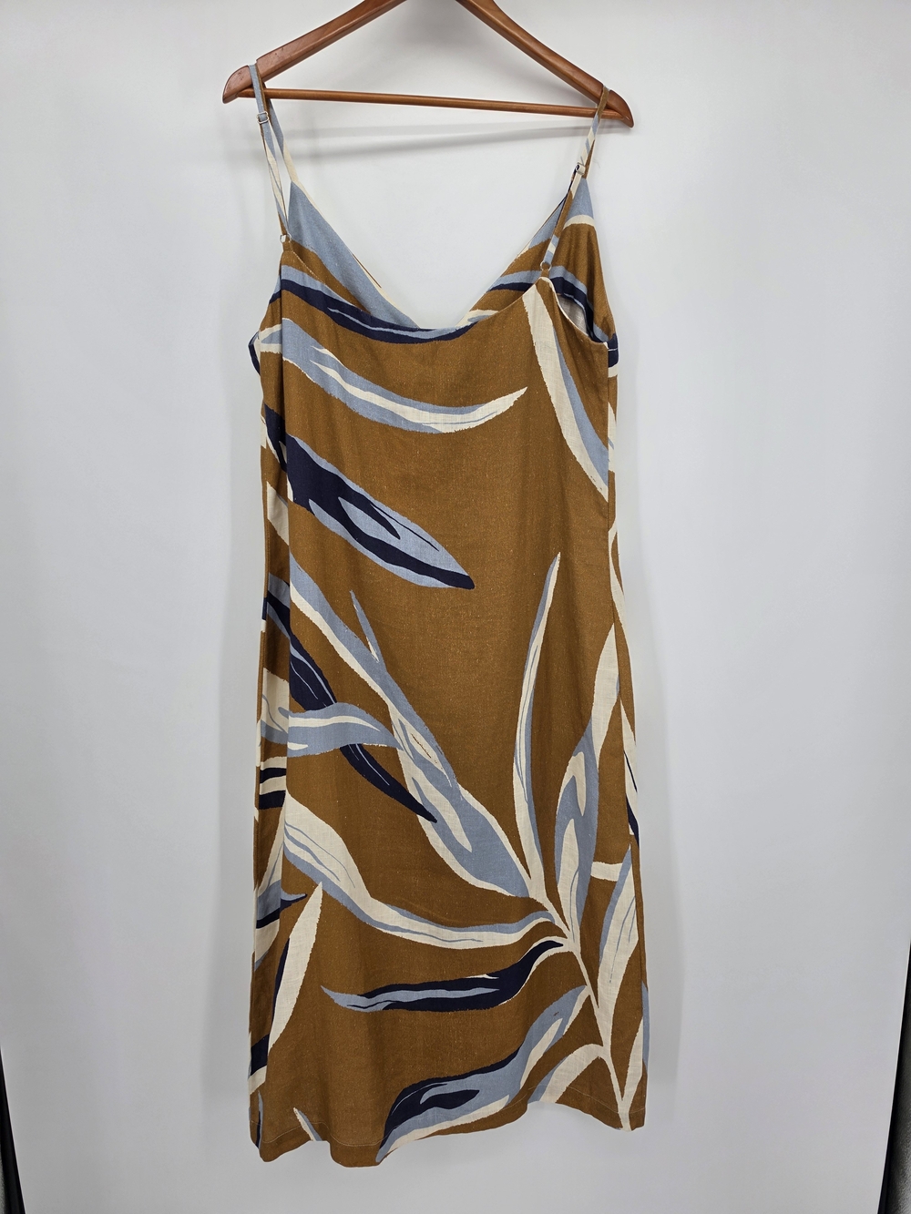 Cala de la Cruz Linen Tent Neutal Midi Dress Womens Xl Nwt - Picture 2 of 8